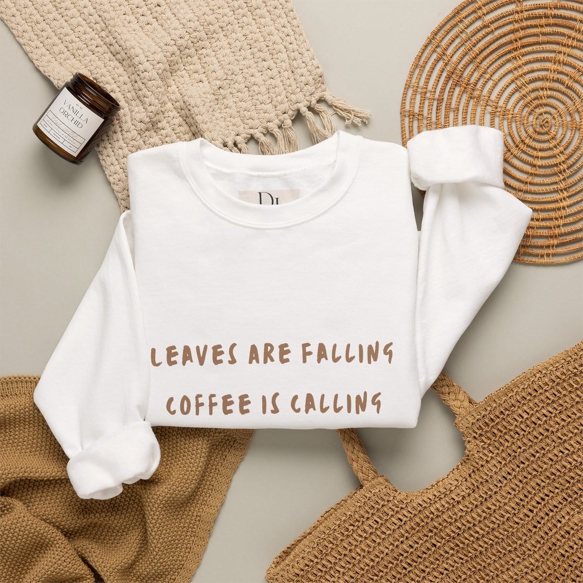 "Leaves Are Falling, Coffee Is Calling" Crewneck
