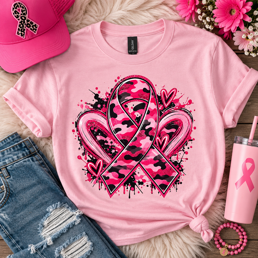 PRETTY IN PINK CAMO RIBBON TEE